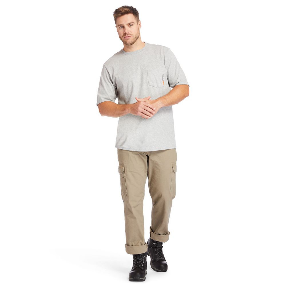 Tricouri Timberland Barbati Gri - Pro® Big & Tall Base Plate Short-Sleeve - Romania - VFDHKB743